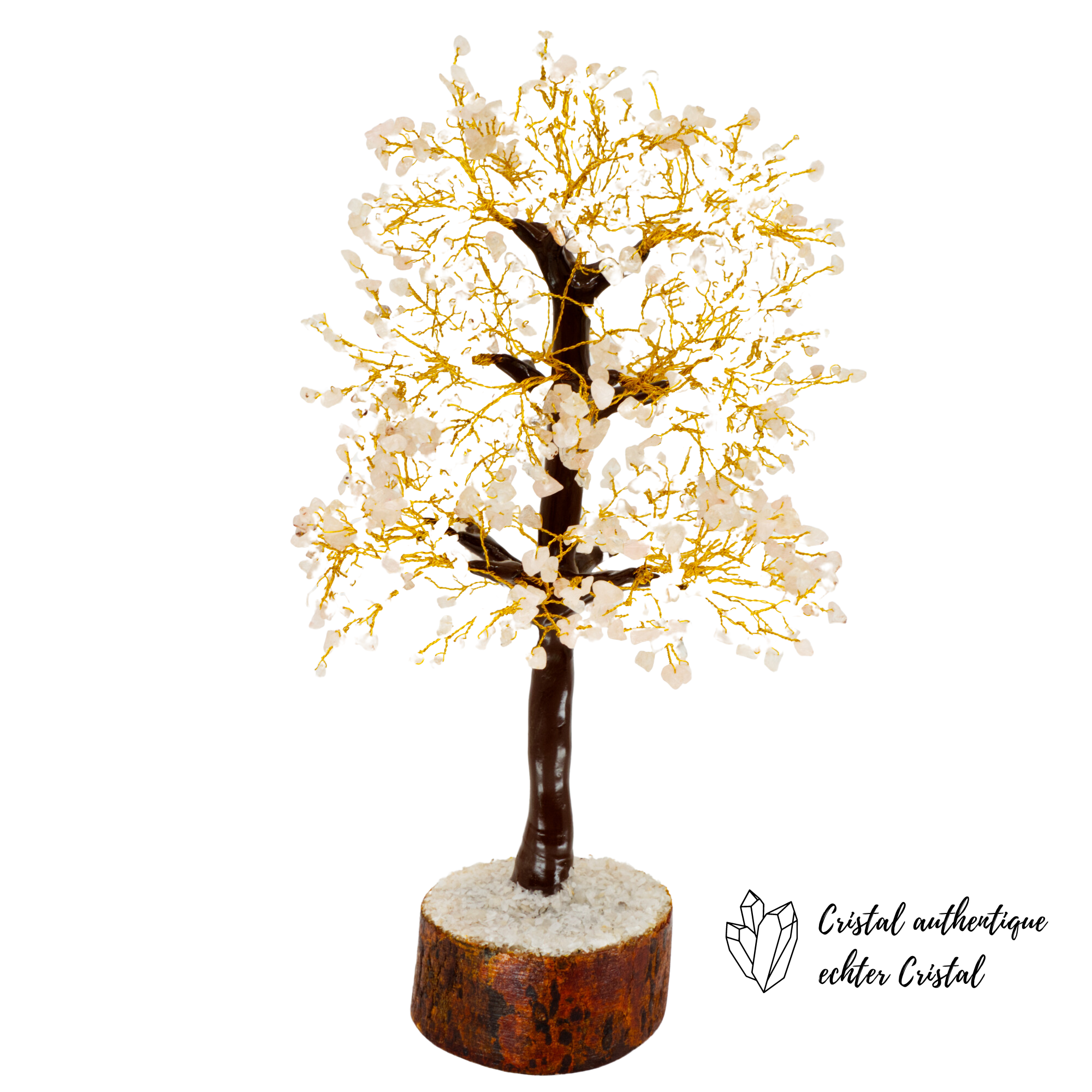 Glücksbaum aus ungehärtetem Rosenquarz 1000 Steine 39 cm