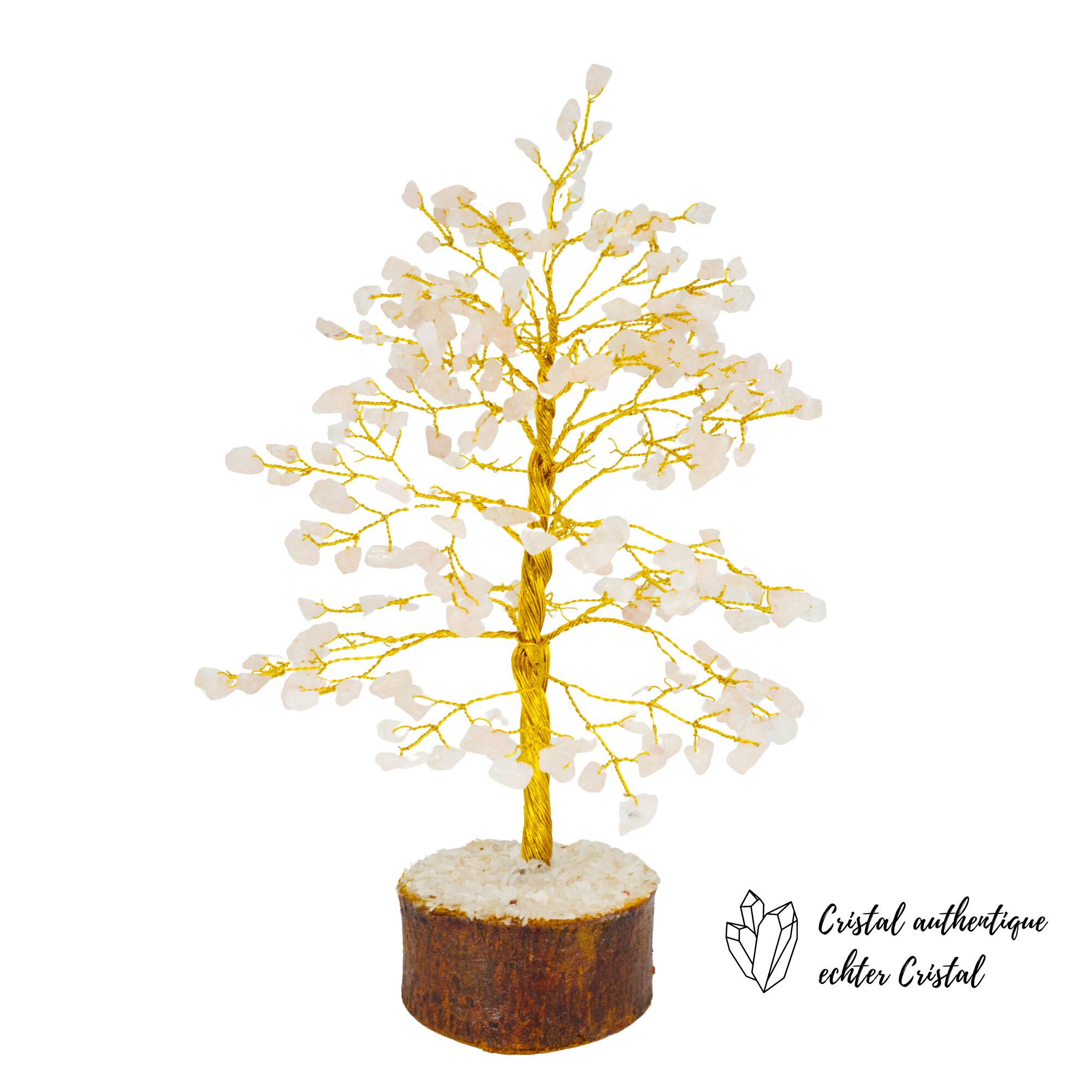 Arbre du Bonheur en Quartz Rose non chauffées 300 pierres 21 cm