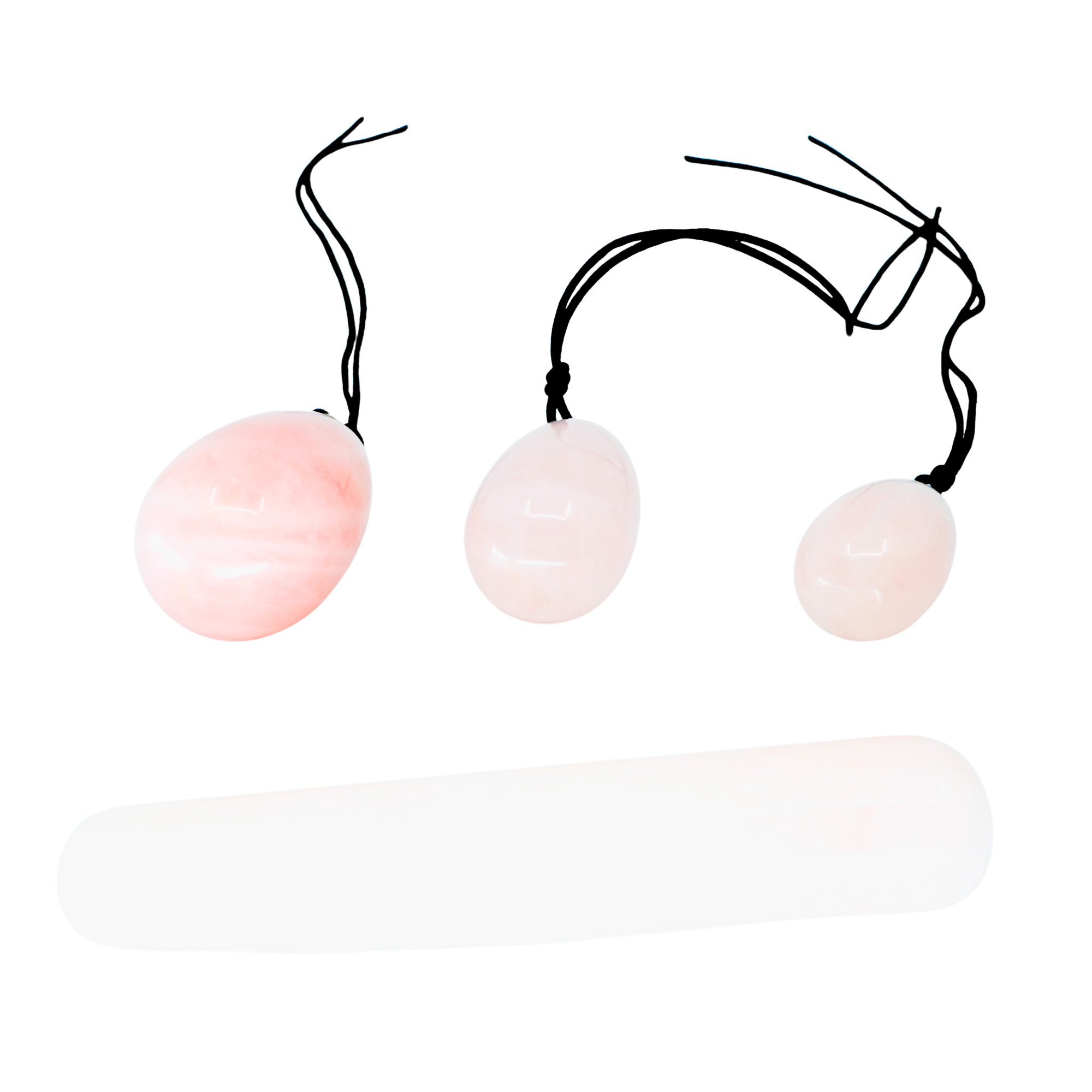 Œufs de Yoni en Quartz Rose avec Bâton de Massage - Amour, Guérison et Douceur