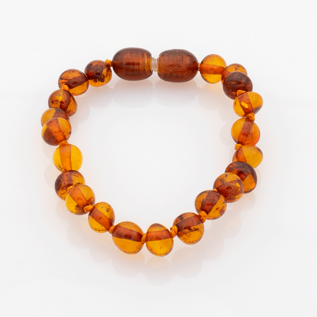 Bracelet Ambre Bébé Perles Baroques - Miel