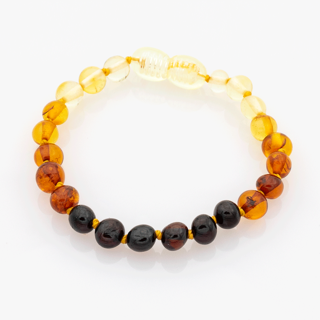 Bracelet Ambre Bébé Perles Baroques - Arc-en-ciel