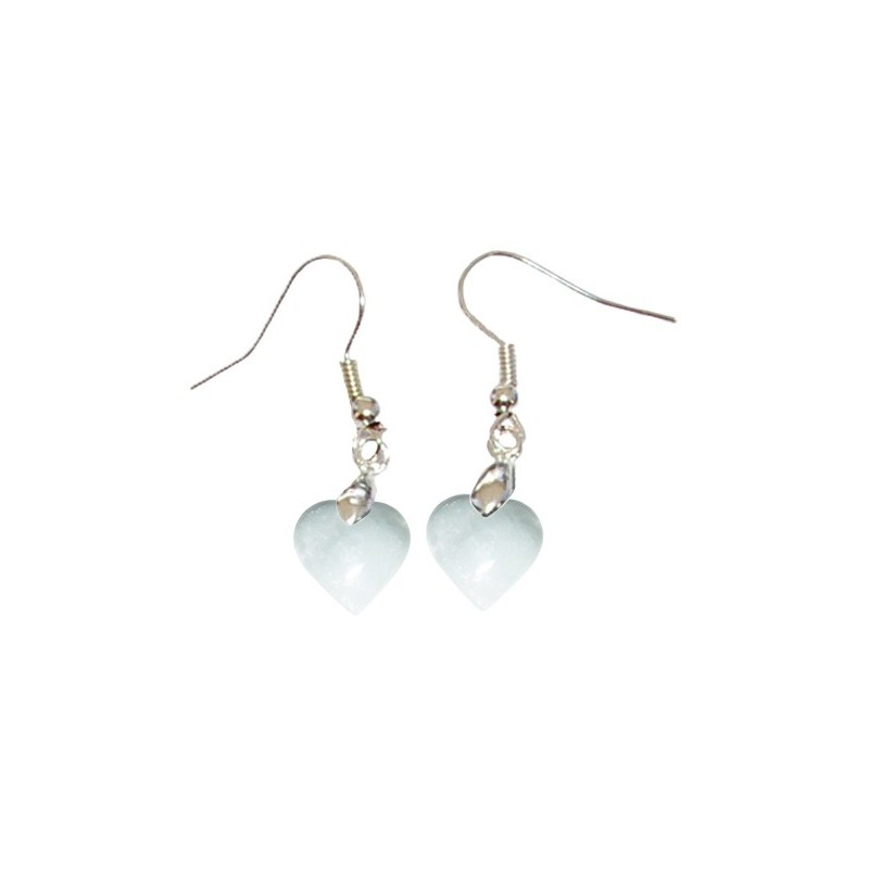 Boucles d’Oreilles Quartz Blanc Cœur – Énergie, Clarté & Harmonie Intérieure