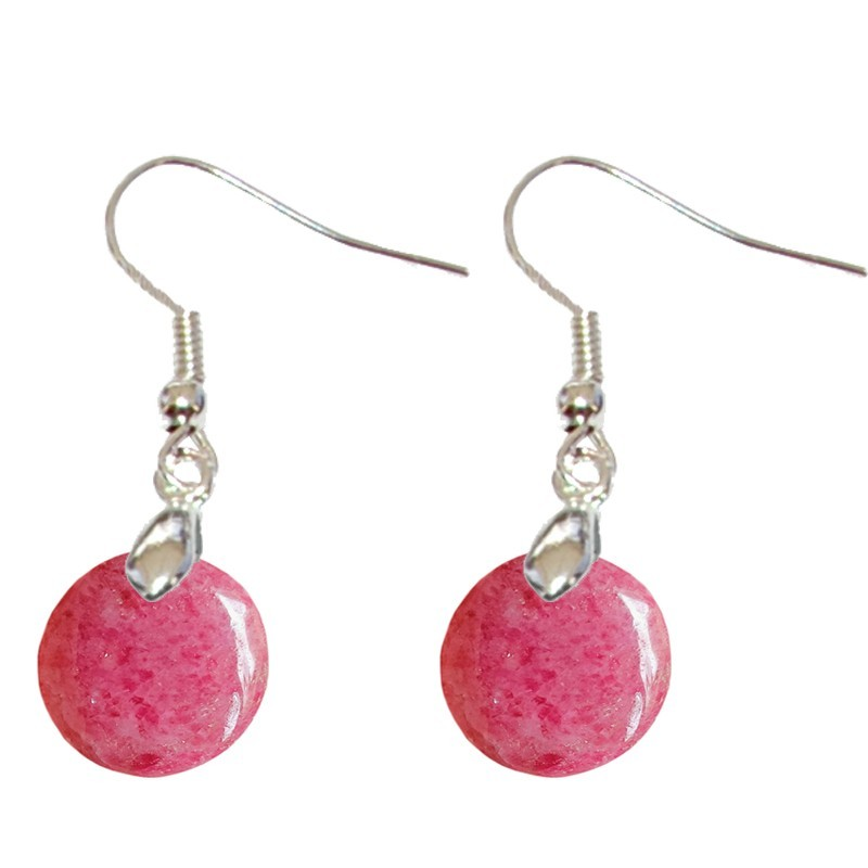 Boucles d’Oreilles Rhodonite Extra Rond – Apaisement et Protection