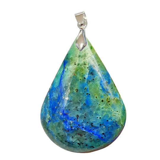 Pendentif Goutte en Azurite/Chrysocolle – Apaisement Émotionnel & Éveil Sensoriel