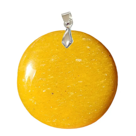 Pendentif Rond en Aventurine Jaune Extra – Joie & Sérénité
