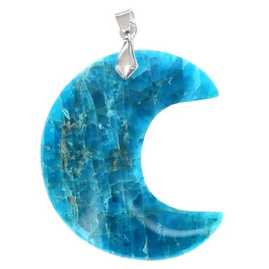Pendentif Croissant de Lune en Apatite Extra – Intuition, Communication & Harmonie