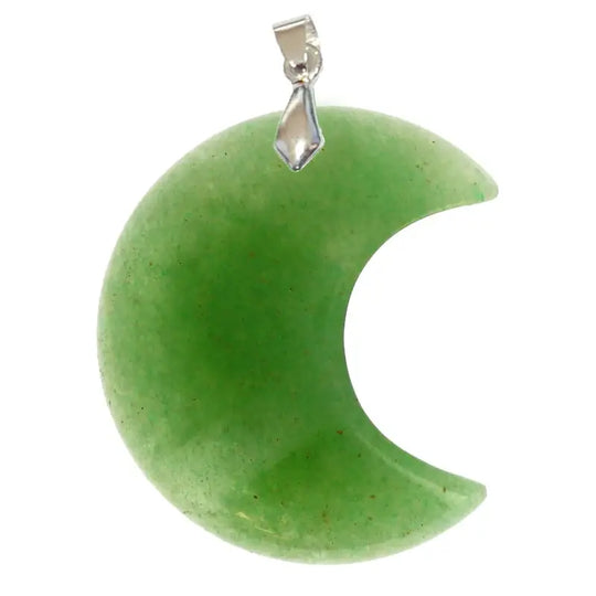 Pendentif Croissant de Lune en Aventurine Verte Extra – Sérénité & Ouverture du Cœur