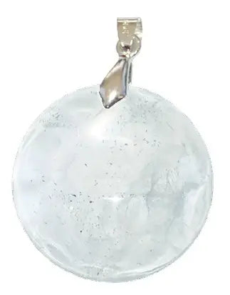 Pendentif Rond en Cristal de Roche – Énergie Pure & Clarté Intérieure