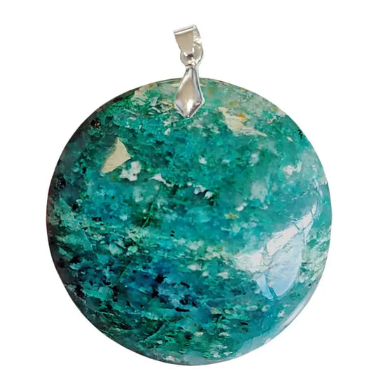 Pendentif Rond en Chrysocolle de Madagascar – Équilibre & Énergie Apaisante
