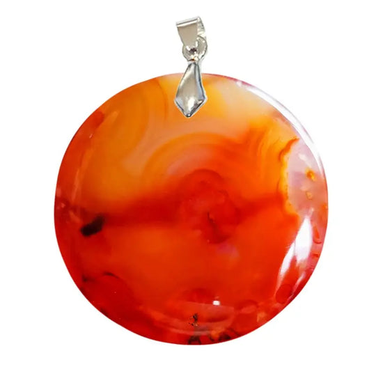 Pendentif Rond en Cornaline – Énergie, Chance & Harmonie