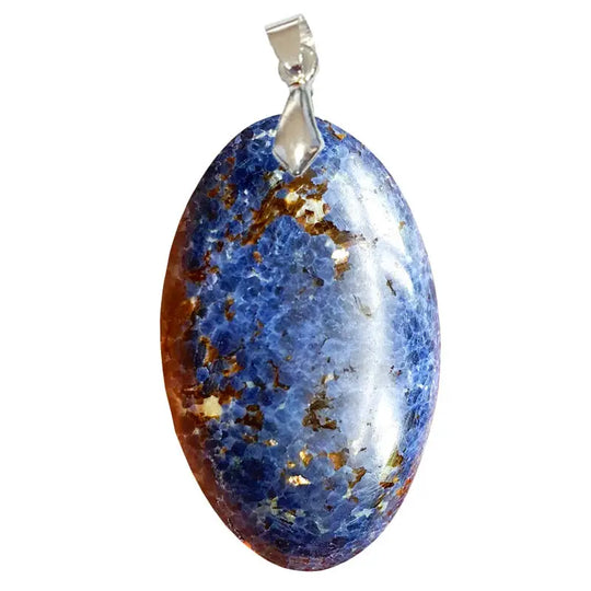 Pendentif Ovale en Dumortiérite – Expression & Sérénité