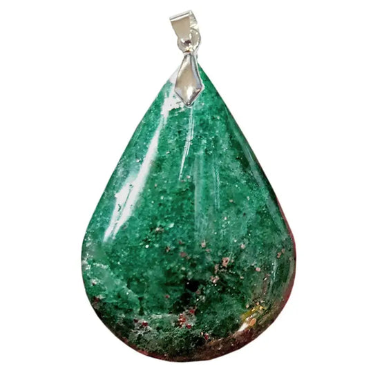 Pendentif Goutte en Fuschite & Marcasite – Apaisement & Clarté