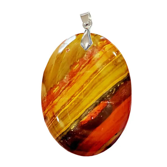 Pendentif Ovale en Jaspe Multicolore – Harmonie & Vitalité