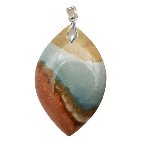 Pendentif Marquise en Jaspe Polychrome – Unité & Énergie Vitale