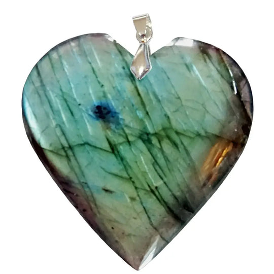 Pendentif Cœur en Labradorite de Qualité Supérieure – Protection & Rayonnement Personnel