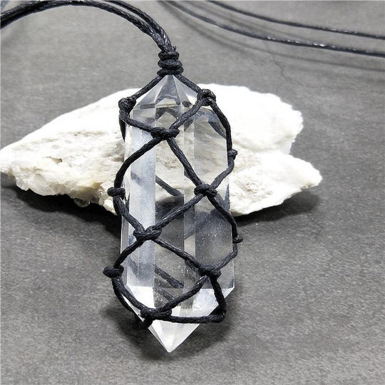 Pendentif avec un cristal de roche à double pointe