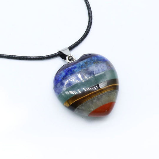 Pendentif 7 chakras - Forme coeur