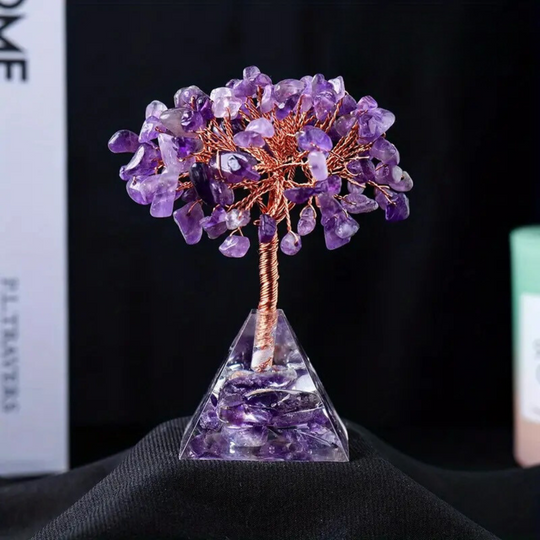 Amethystbaum mit Orgone-Pyramidenbasis - Gelassenheit und Gleichgewicht