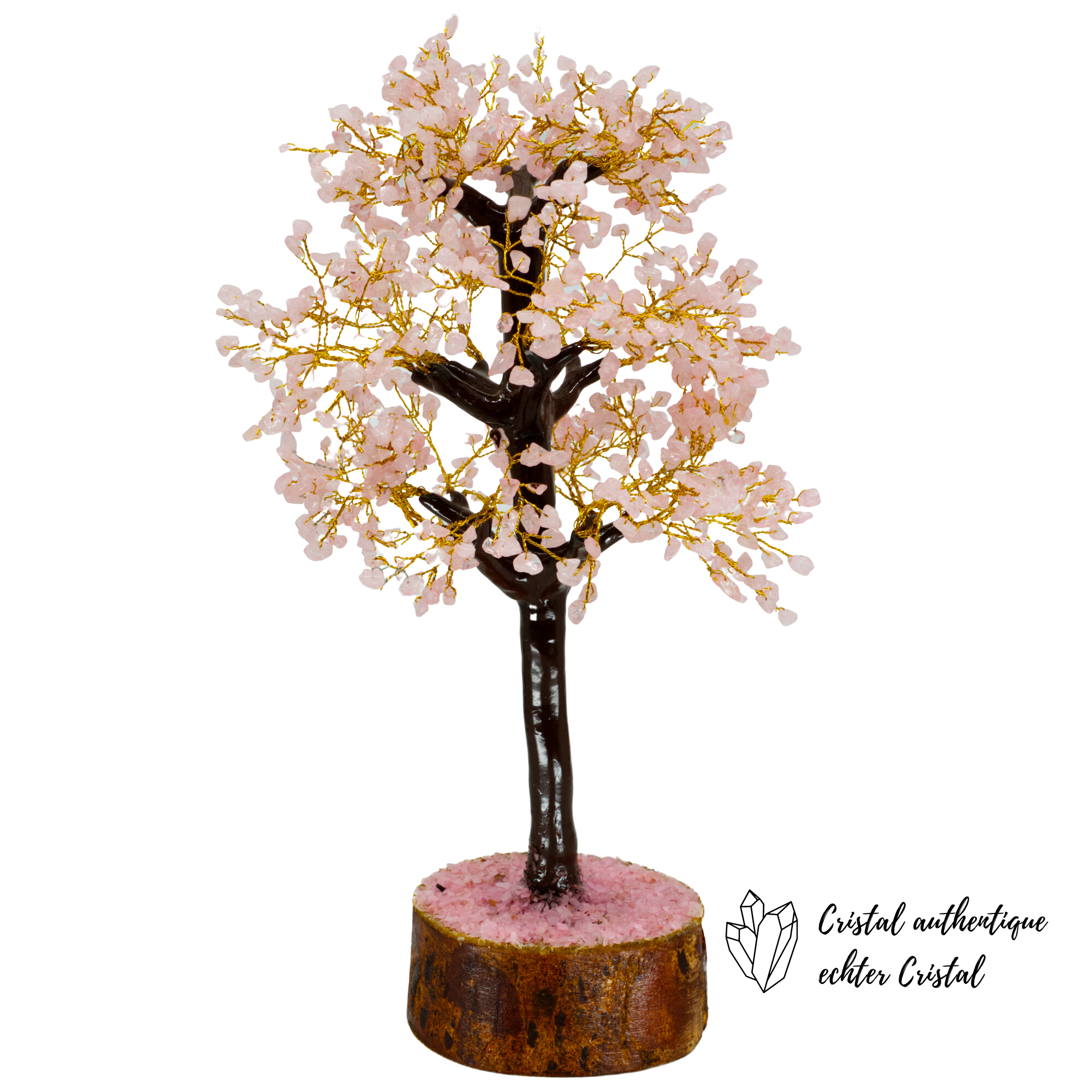 Arbre du Bonheur en Quartz Rose 1000 pierres 39 cm