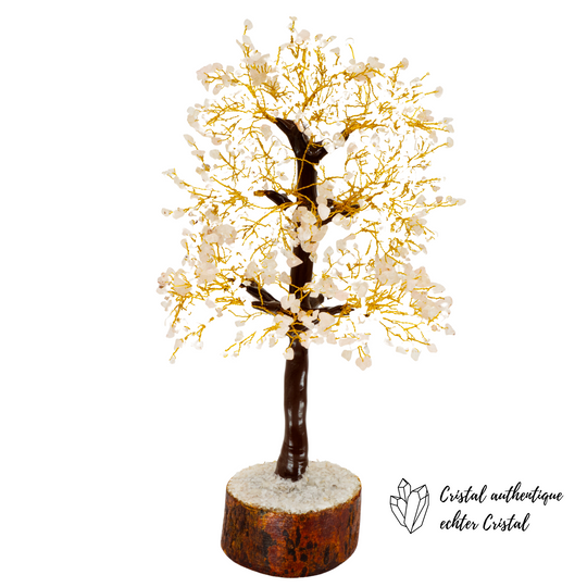 Glücksbaum aus ungehärtetem Rosenquarz 1000 Steine 39 cm