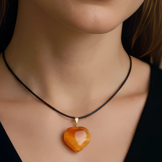 Pendentif Cœur "Vitalité & Harmonie" - Agate Rouge Rubanée