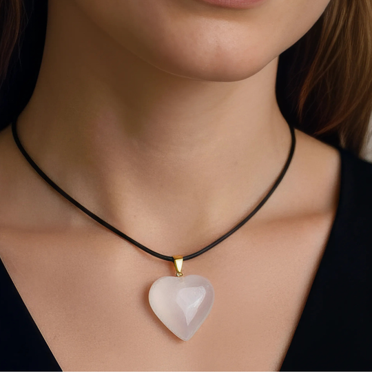 Pendentif Cœur "Douceur Céleste" - Quartz Laiteux & Argent 925