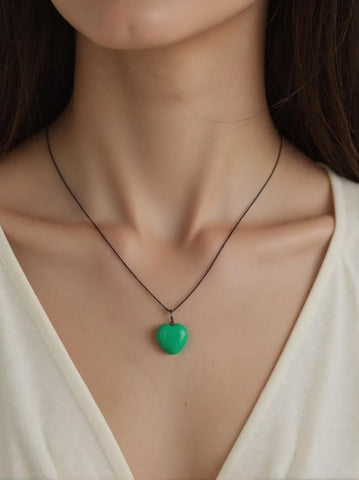 Pendentif Cœur en Malachite Véritable Extra – Force Émotionnelle & Protection Intérieure