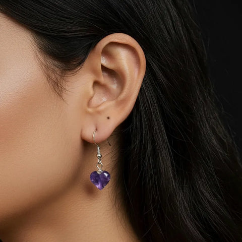Boucles d’Oreilles Améthyste Cœur – Amour, Sérénité & Harmonie