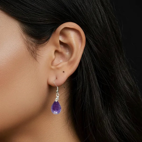 Boucles d’Oreilles Améthyste Goutte – Élégance & Énergie Apaisante