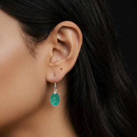 Boucles d’Oreilles Amazonite Ovale – Harmonie et Créativité