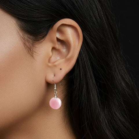 Boucles d’Oreilles Quartz Rose Rond – Douceur, Amour & Harmonie