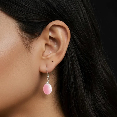 Boucles d’Oreilles Quartz Rose Ovale – Tendresse, Douceur & Guérison Émotionnelle