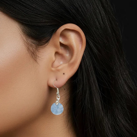 Runde blaue Calcit-Ohrringe