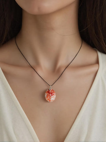 Pendentif Quartz Hématoïde Rouge Ovale – Vitalité, Ancrage & Transformation Émotionnelle