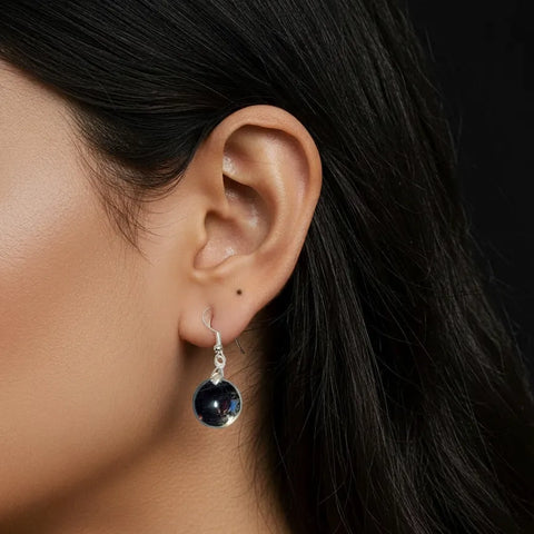 Boucles d’Oreilles Tourmaline Noire Rondes – Protection, Sérénité & Confiance en Soi