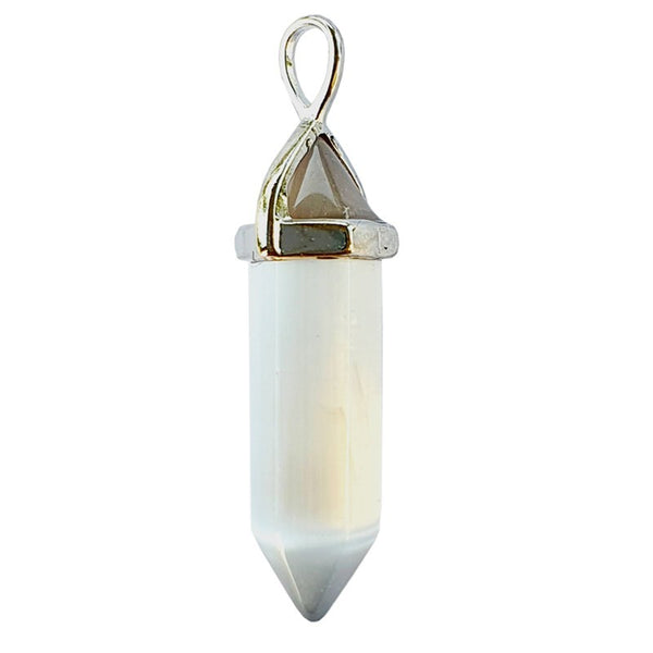 Pendentif Pointe en Oeil de Chat Blanc