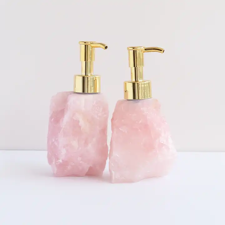 Distributeur de savon ou de lotion en quartz rose