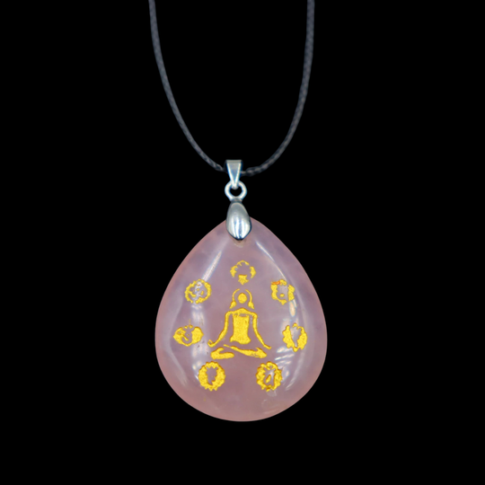 Pendentif Méditation en Quartz Rose – Amour et Apaisement