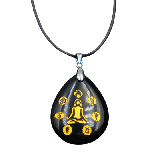 Pendentif Méditation en Agate Noire – Ancrage et Protection
