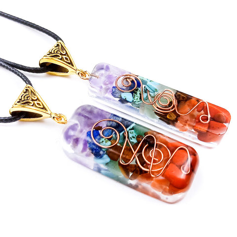 Pendentif 7 chakras en orgone - Type A