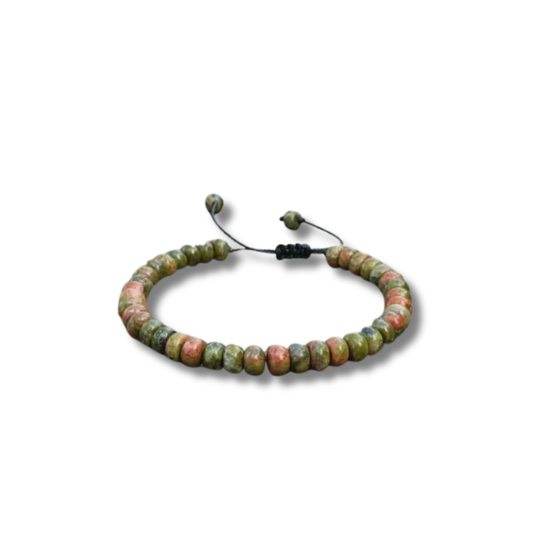 Bracelet Réglable en Unakite – Guérison Émotionnelle, Équilibre et Douceur
