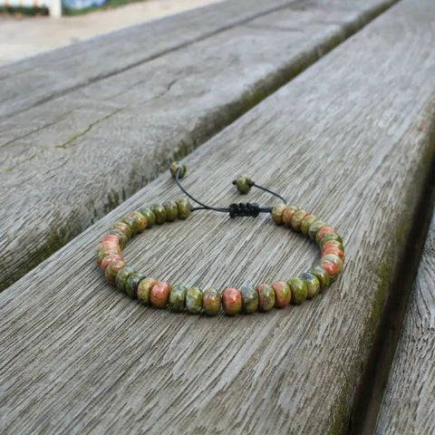 Bracelet Réglable en Unakite – Guérison Émotionnelle, Équilibre et Douceur