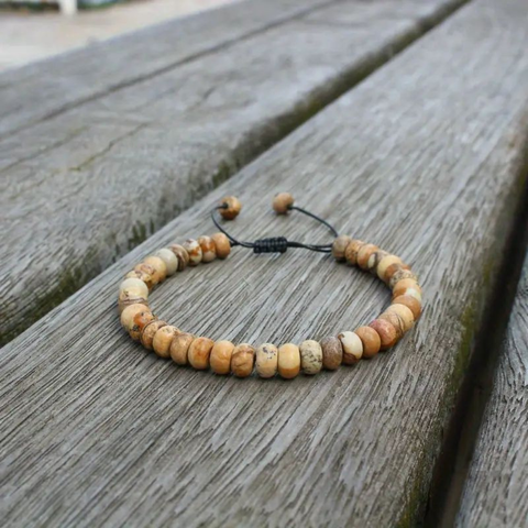 Bracelet Réglable en Jaspe Paysage – Ancrage, Stabilité et Connexion à la Nature