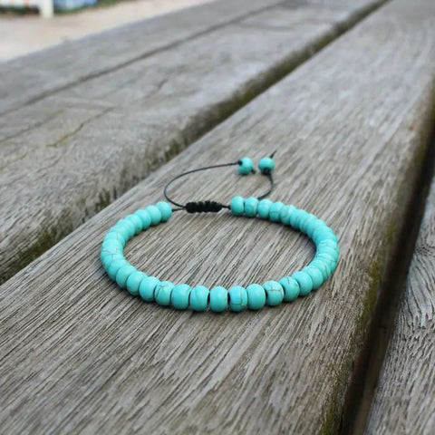 Bracelet Réglable en Howlite Turquoise – Sérénité, Expression et Protection Émotionnelle