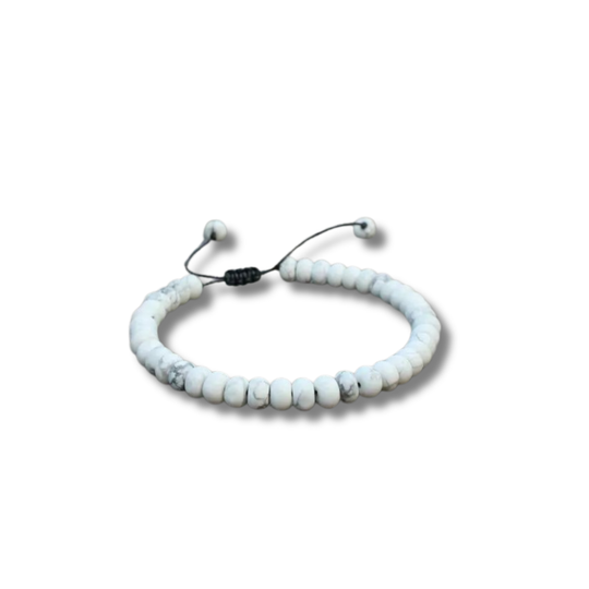 Bracelet Réglable en Howlite Blanche – Apaisement, Clarté et Élégance Minimaliste