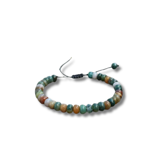 Bracelet Réglable en Agates Indiennes – Stabilité, Créativité et Connexion à la Terre