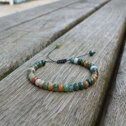 Bracelet Réglable en Agates Indiennes – Stabilité, Créativité et Connexion à la Terre
