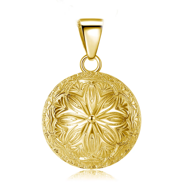 Bola de Grossesse Doré Fleur Gravée – Carillon Poétique et Connexion Prénatale