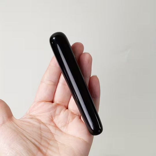 Bâton de Massage en Obsidienne Noire – Ancrage, Protection et Énergie Profonde