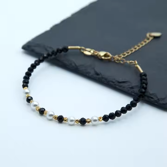 Bracelet Fin "Bouclier Absolu" - Tourmaline Noire Facettée